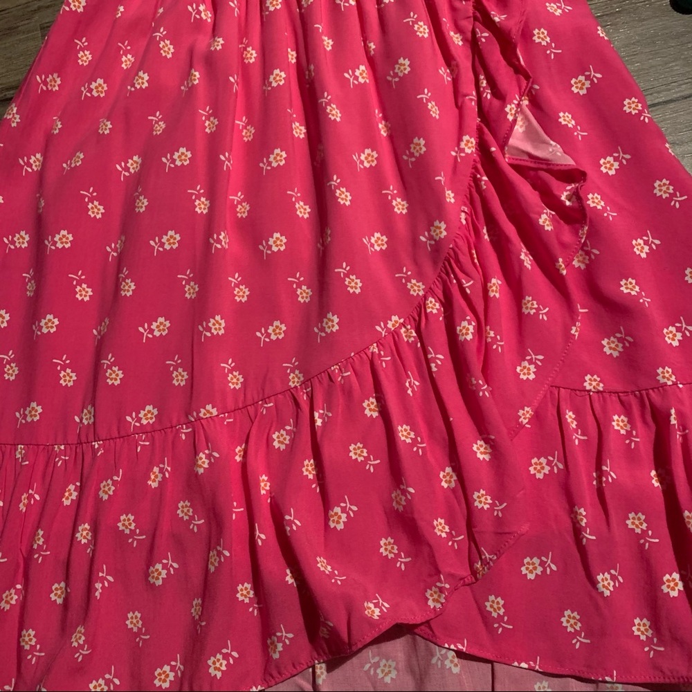 J. Crew pink v-neck floral ruffle dress - Picture 5 of 11